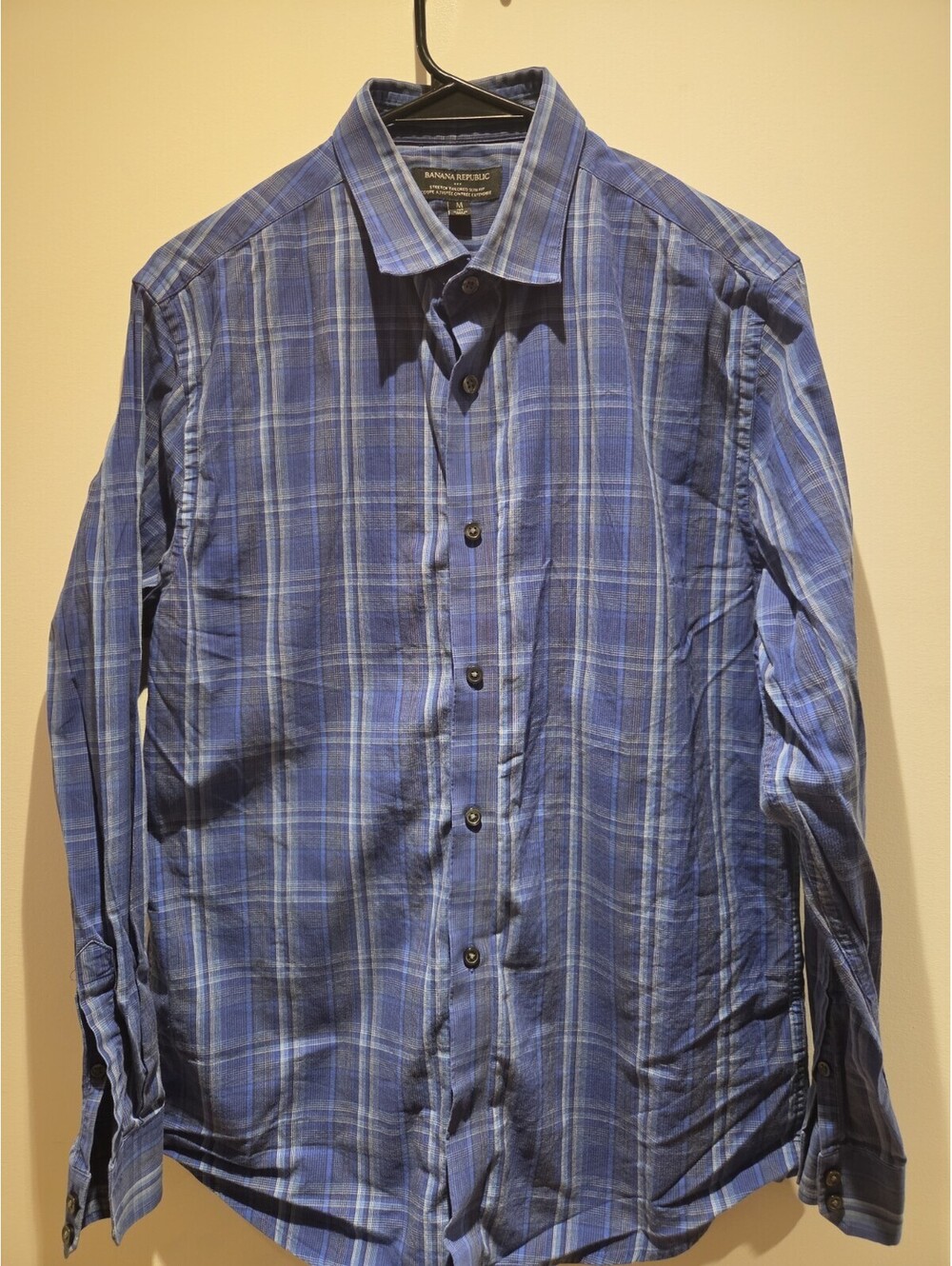 BANANA REPUBLIC Button Up Shirt Men's Medium Blue Stretch Tailored Slim FIT